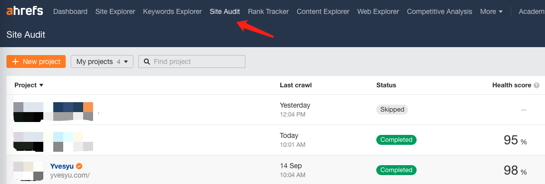 Ahrefs Site Audit
